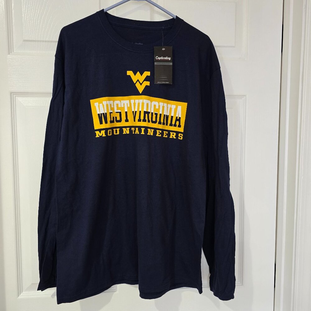 West‎ Virginia Mountaineers Men's Captivating Long Sleeve T-Shirt Navy Sz XL NWT